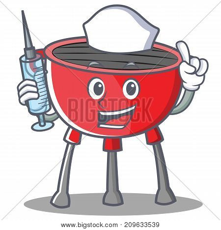 Nurse Barbecue Grill Cartoon Character Vector Illustration
