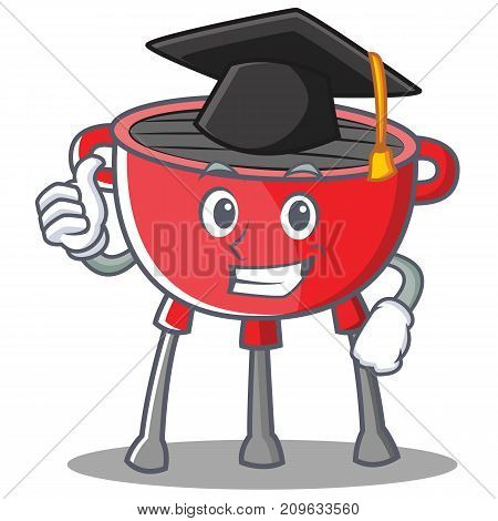 Graduation Barbecue Grill Cartoon Character Vector Illustration