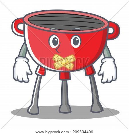 Silent Barbecue Grill Cartoon Character Vector Illustration