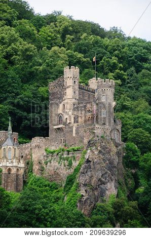 Historic Medeaval Castle in Central Western Germany along the Rhine River.