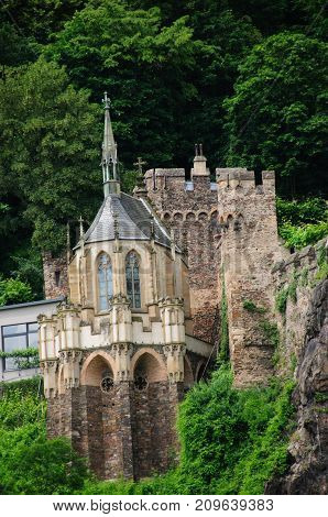 Historic Medeaval Castle in Central Western Germany along the Rhine River.