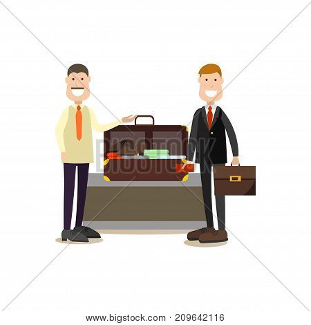 Airport baggage check vector illustration. Airport people flat style design element, icon isolated on white background.