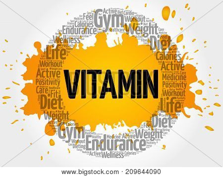 Vitamin Circle Stamp Word Cloud