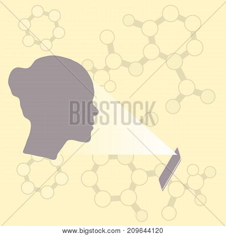 Illustration Of Recognition Of Female Face By Phone. Biometric Verification And Identification.