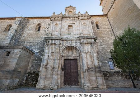 Church of Our Lady of the Assumption (Nuestra Senora de La Asunción) Buendía Cuenca Spain. It was built in 18th century using limestone at the basement and sandstone to erect the walls.