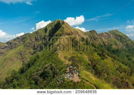 travel & hiking at Khao Chang Puak - Thong Pha Phum National Park's highest peak Kanchanaburi in Thailand