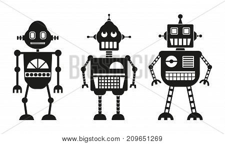 Robots icon or sign set. Vector robot collection.