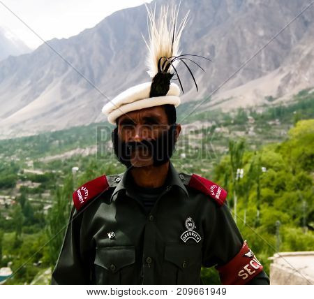 Portrait of the pakistanian guard of the Baltit fortress at Hunza valley - 10-05-2015 Karimabad, Pakistan