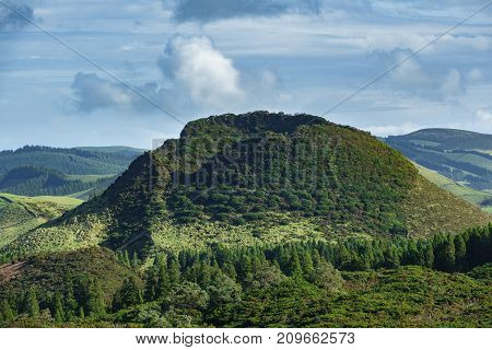 Landscape with top of Volcano crater in Azores islands, Terceira