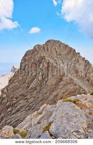 Mytikas the highest peak of Olympus Greece.