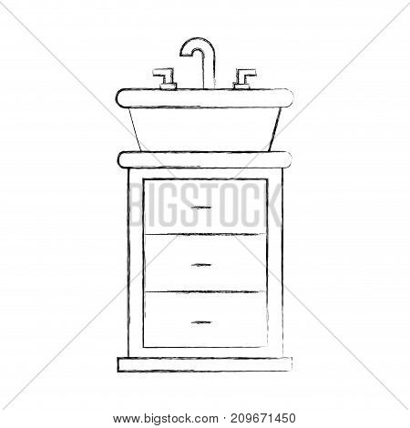 bathroom interior with sink vanity cabinet furniture vector illustration