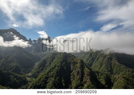 Pico do Arieiro seen from Balcoes Viewpoint Ribeiro Firo Madeira Portugal