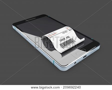 Online Shopping Concept. Smartphone With Credit Card. 3D Illustration, Isolated Black