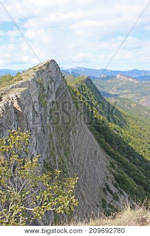 Rock face of the Chabre in the French Alps