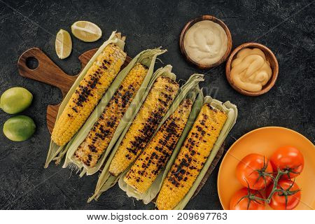 Grilled Corn Covered In Leaves