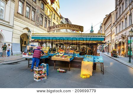 Prague, Czech Republic, September 29, 2017: Havelske Trziste Market In Prague, Havelsk? M?sto (germa