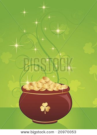 abstrait vert trèfle avec faïence de pièces d'or