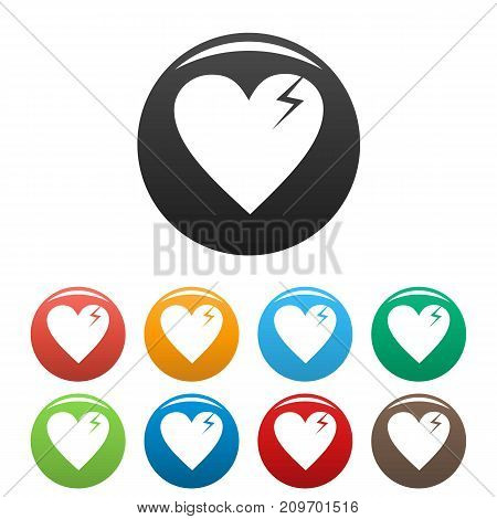 Broken heart icons set. Vector simple illustration of broken heart icons isolated on white background