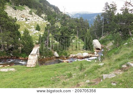 View Of Llubriqueto Valley In National Park Aiguestortes, Catalonia, Spain