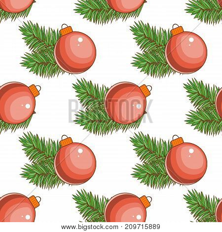 Merry Christmas and happy New Year seamless pattern . A large red ball cartoon. Stock vector.