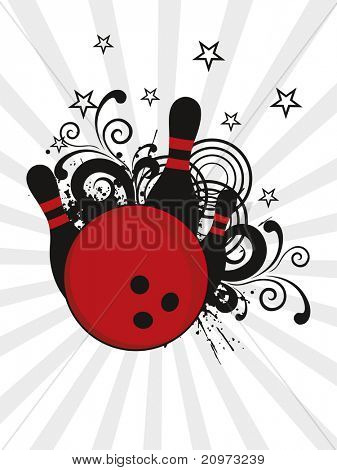 raggi astratti, sfondo stella con perni di bowling grungy