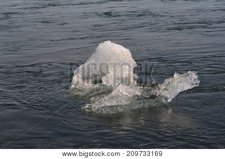Cool photo of a chunk of glacier in the water in Iceland