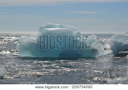 Beautiful iceberg floe in a lagoon in Iceland
