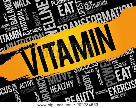 Vitamin Word Cloud Collage