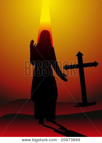  rays background with jesus, cross, vector illustration