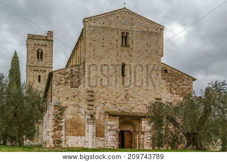 The Abbey of Sant Antimo is a former Benedictine monastery in the comune of Montalcino Tuscany Italy