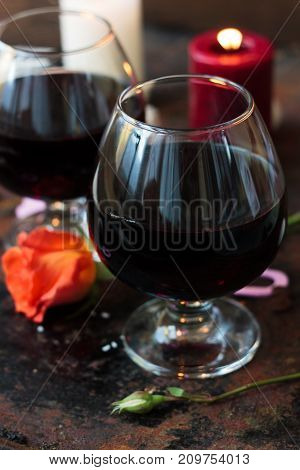 Romantic drink for couple - juice in glasses