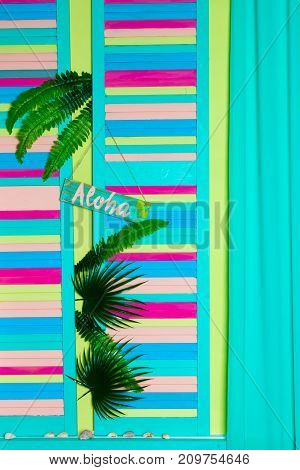 Aloha Summer - slogan poster with pine apple.
