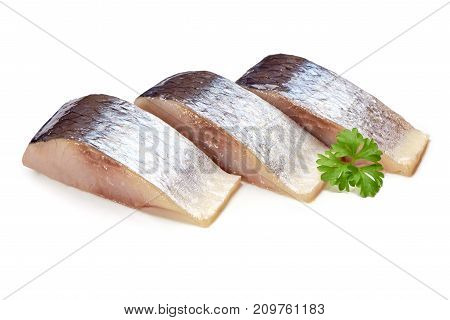 Mackerel With Herbs Isolated On White Background