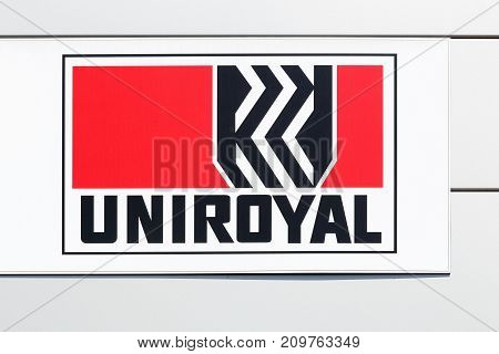 Macon, France - June 20, 2017: Uniroyal logo on a wall. Uniroyal is an American manufacturer of tires and other synthetic rubber-related products