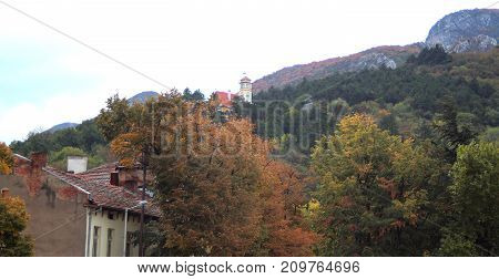 Autumn landscape from the central square of the town of Vratza, Bulgaria