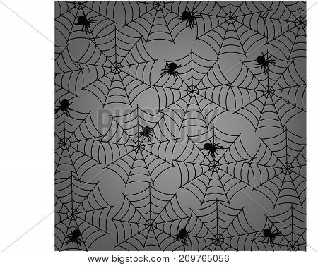 Halloween spider webs with packs on black and gray background