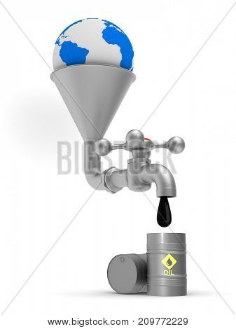 concept oil production on white background. Isolated 3D illustration