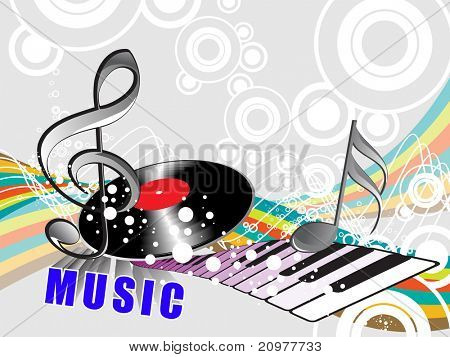 abstrakte musikalische Untermalung mit Vinyl, Klavier, Vektor-illustration