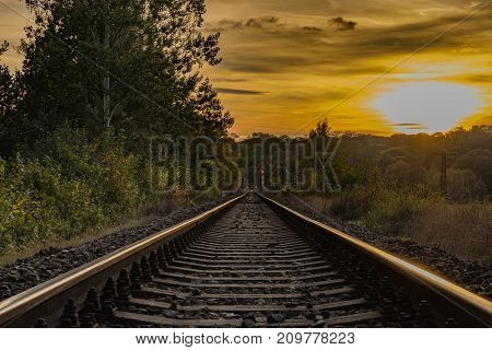 Railway Track Near Bakov Nad Jizerou Station In Central Bohemia