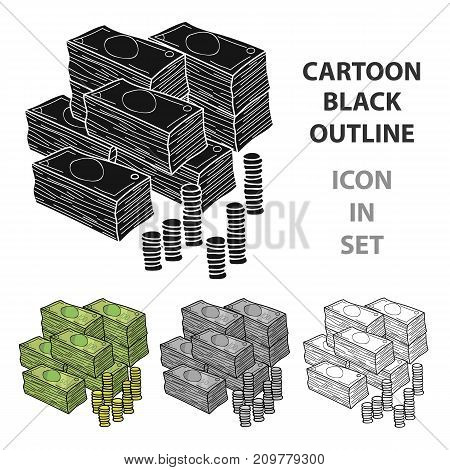 Piles of cash and coins icon in cartoon design isolated on white background. Conference and negetiations symbol stock vector illustration.