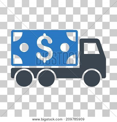 Cash Delivery icon. Vector illustration style is flat iconic bicolor symbol, smooth blue colors, transparent background. Designed for web and software interfaces.