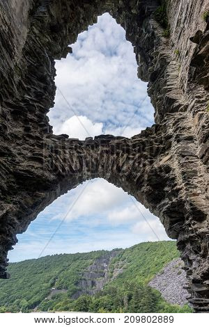 View of the ruined entrance to Dolbadarn Castle a 13th century castle inLlanberis North Wales Wales