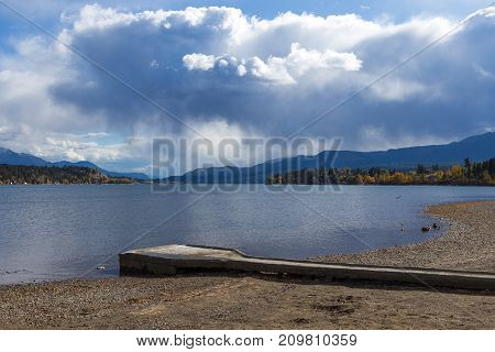 View of Kinsmen Beach in Invermere BC.
