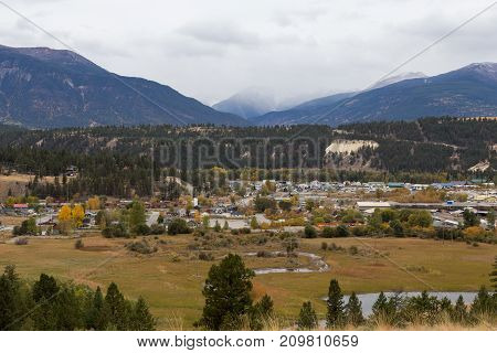 View of the town of Invermere B.C. Canada.