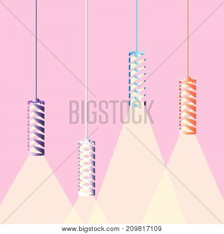 Hanging Color Lights Lamps Vector Illustration Clip-art Image