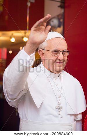 Pope Francis In Madame Tussaud  Wax Museum