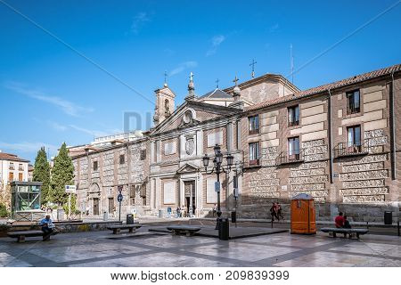 Madrid, Spain - October 15, 2017: Convent of Las Descalzas Reales in Madrid. It is a royal monastery that resides in the former palace of King Charles I of Spain in the historical centre of Madrid
