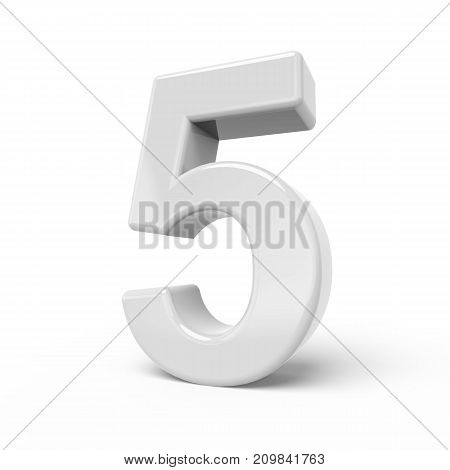 3D Rendering White Number 5