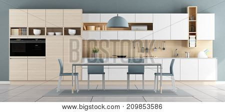 Blue And White Modern Kitchen