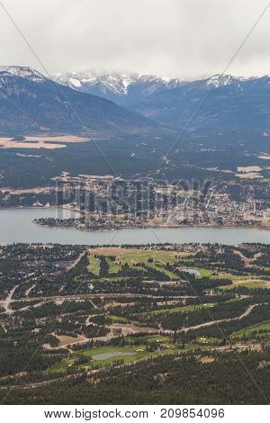 Aerial View of the Town of Invermere BC.